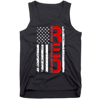 RED Remember Everyone Deployed Distressed US Flag Tank Top
