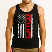 RED Remember Everyone Deployed Distressed US Flag Tank Top