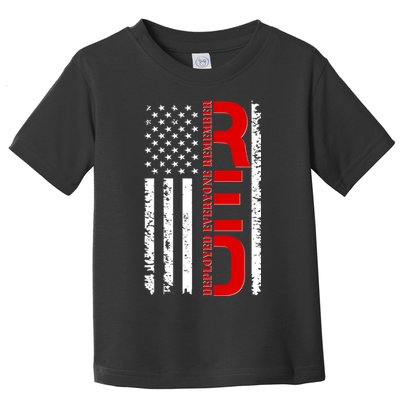 RED Remember Everyone Deployed Distressed US Flag Toddler T-Shirt