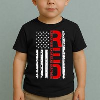 RED Remember Everyone Deployed Distressed US Flag Toddler T-Shirt