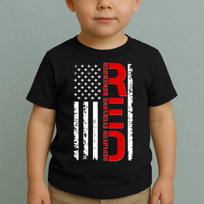 RED Remember Everyone Deployed Distressed US Flag Toddler T-Shirt