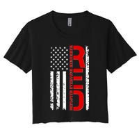 RED Remember Everyone Deployed Distressed US Flag Crop Top