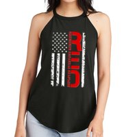 RED Remember Everyone Deployed Distressed US Flag Women's Perfect Tri Rocker Tank