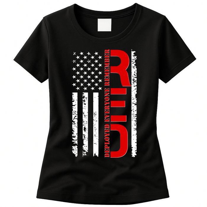 RED Remember Everyone Deployed Distressed US Flag Women's T-Shirt