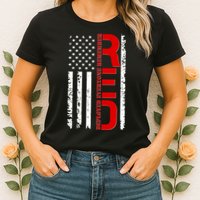 RED Remember Everyone Deployed Distressed US Flag Women's T-Shirt
