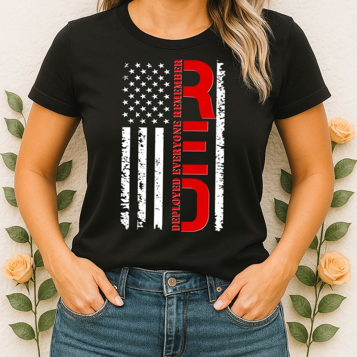 RED Remember Everyone Deployed Distressed US Flag Women's T-Shirt