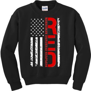 RED Remember Everyone Deployed Distressed US Flag Kids Sweatshirt