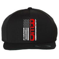 RED Remember Everyone Deployed Distressed US Flag Wool Snapback Cap