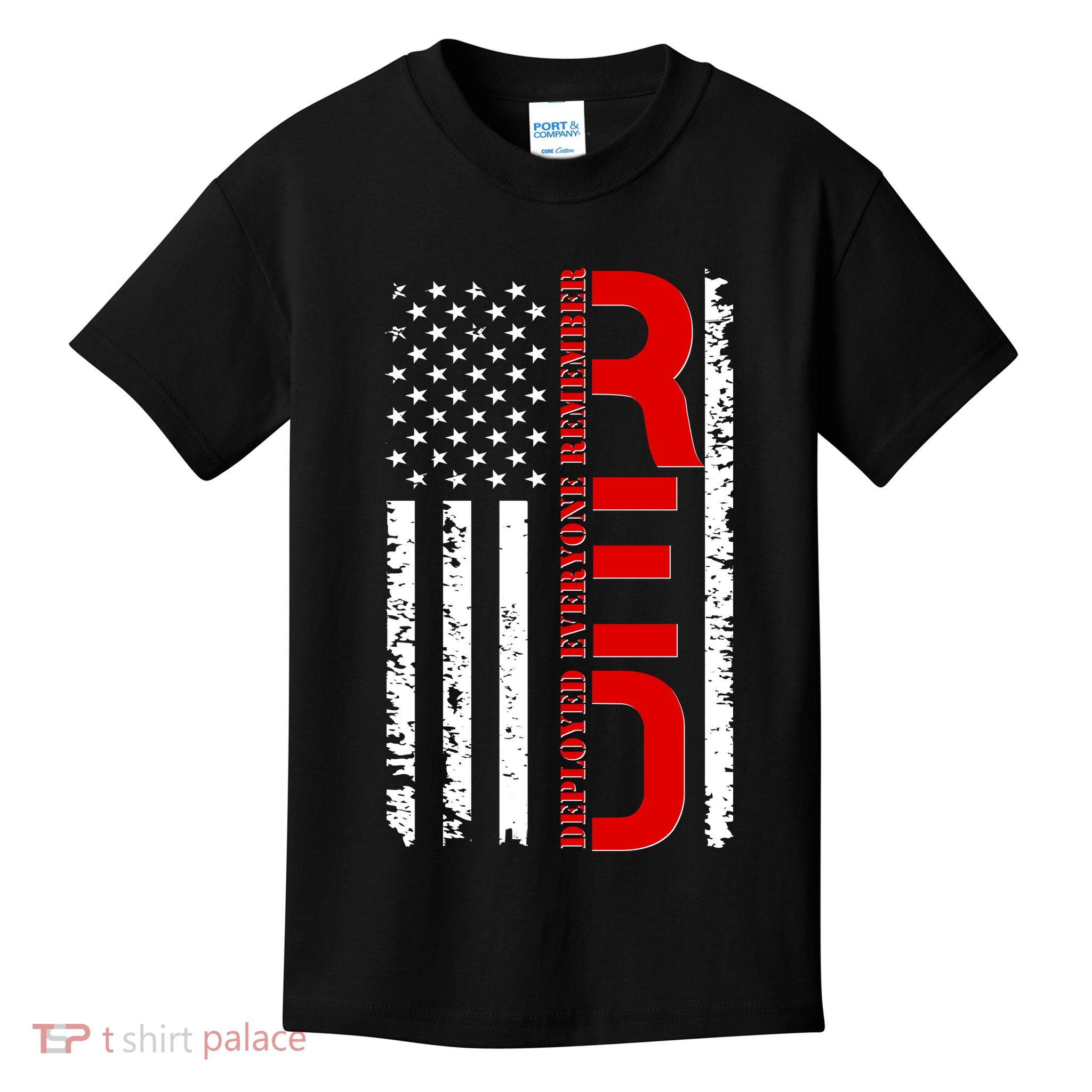 RED Remember Everyone Deployed Distressed US Flag Kids T-Shirt