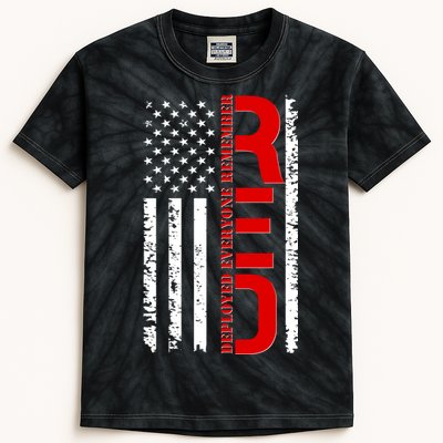 RED Remember Everyone Deployed Distressed US Flag Kids Tie-Dye T-Shirt