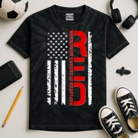 RED Remember Everyone Deployed Distressed US Flag Kids Tie-Dye T-Shirt