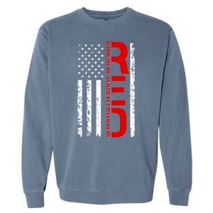 RED Remember Everyone Deployed Distressed US Flag Garment-Dyed Sweatshirt