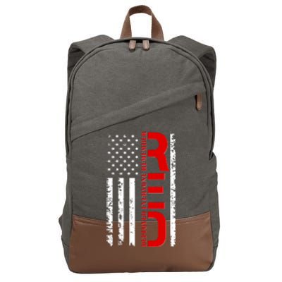 RED Remember Everyone Deployed Distressed US Flag Cotton Canvas Backpack