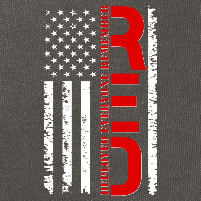 RED Remember Everyone Deployed Distressed US Flag Cotton Canvas Backpack