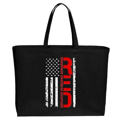 RED Remember Everyone Deployed Distressed US Flag Cotton Canvas Jumbo Tote