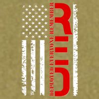 RED Remember Everyone Deployed Distressed US Flag Garment-Dyed Women's Muscle Tee
