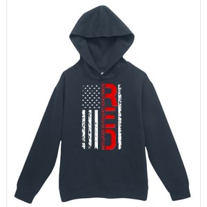 RED Remember Everyone Deployed Distressed US Flag Urban Pullover Hoodie