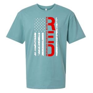 RED Remember Everyone Deployed Distressed US Flag Sueded Cloud Jersey T-Shirt