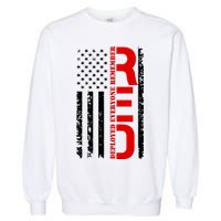 RED Remember Everyone Deployed Distressed US Flag Garment-Dyed Sweatshirt