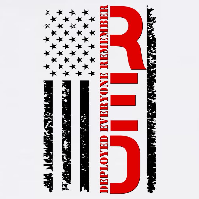 RED Remember Everyone Deployed Distressed US Flag Garment-Dyed Sweatshirt