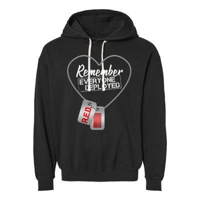 RED Remember Everyone Deployed Dog tags Garment-Dyed Fleece Hoodie