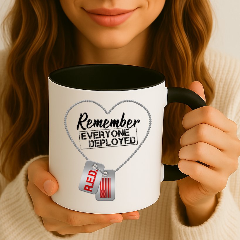 RED Remember Everyone Deployed Dog tags Mug
