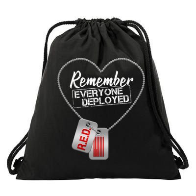 RED Remember Everyone Deployed Dog tags Drawstring Bag
