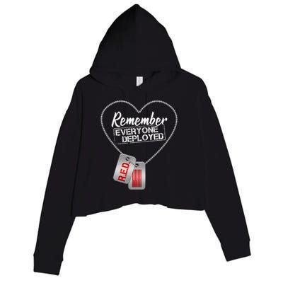 RED Remember Everyone Deployed Dog tags Crop Fleece Hoodie