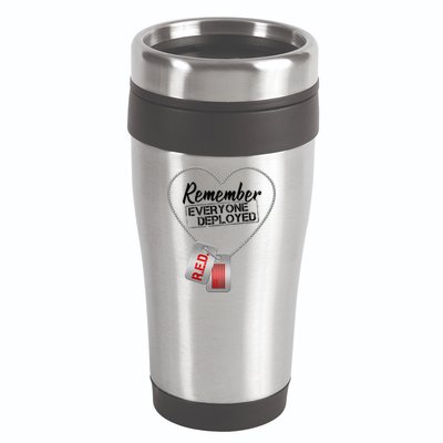 RED Remember Everyone Deployed Dog tags 16oz Travel Tumbler