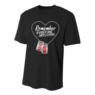 RED Remember Everyone Deployed Dog tags Youth Performance Sprint T-Shirt