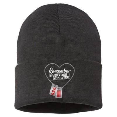 RED Remember Everyone Deployed Dog tags Sustainable Knit Beanie
