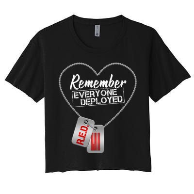 RED Remember Everyone Deployed Dog tags Crop Top