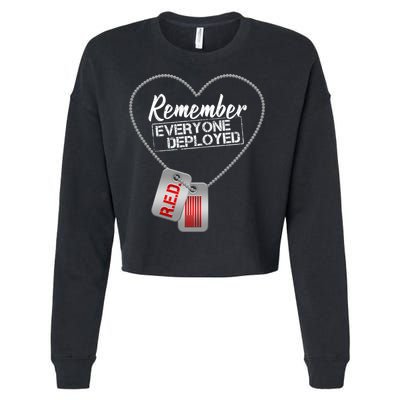 RED Remember Everyone Deployed Dog tags Cropped Pullover Crew