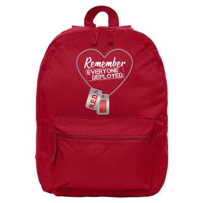 RED Remember Everyone Deployed Dog tags 16 in Basic Backpack