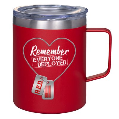 RED Remember Everyone Deployed Dog tags 12oz Stainless Steel Coffee Mug