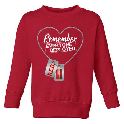 RED Remember Everyone Deployed Dog tags Toddler Sweatshirt