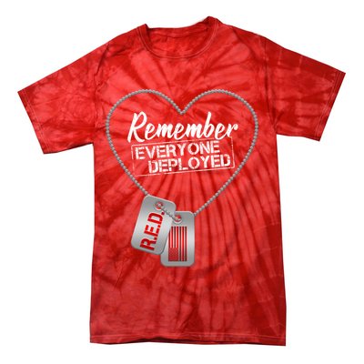 RED Remember Everyone Deployed Dog tags Tie-Dye T-Shirt