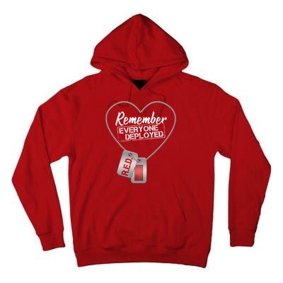 RED Remember Everyone Deployed Dog tags Tall Hoodie