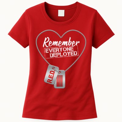 RED Remember Everyone Deployed Dog tags Womens T-Shirt