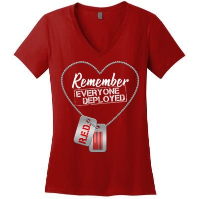 RED Remember Everyone Deployed Dog tags Women's V-Neck T-Shirt