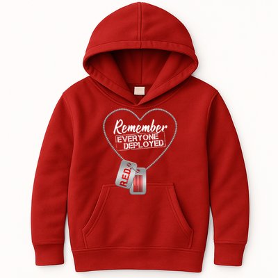 RED Remember Everyone Deployed Dog tags Kids Hoodie