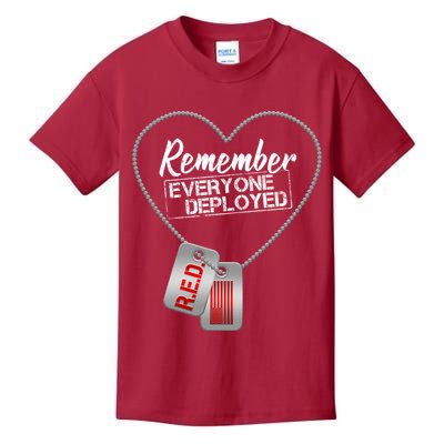 RED Remember Everyone Deployed Dog tags Kids T-Shirt