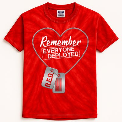 RED Remember Everyone Deployed Dog tags Kids Tie-Dye T-Shirt