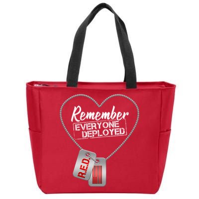 RED Remember Everyone Deployed Dog tags Zip Tote Bag