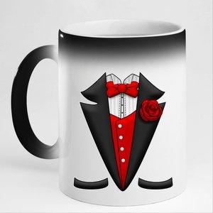 Red Rose Tuxedo 11oz Black Color Changing Mug