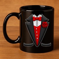 Red Rose Tuxedo 11oz C Handle Ceramic Mug