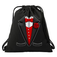 Red Rose Tuxedo Drawstring Bag