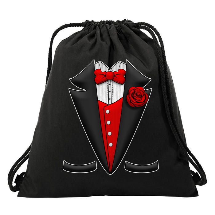 Red Rose Tuxedo Drawstring Bag