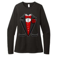 Red Rose Tuxedo Womens CVC Long Sleeve Shirt