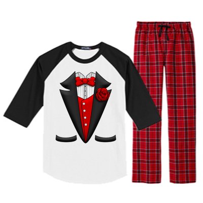 Red Rose Tuxedo Raglan Sleeve Pajama Set